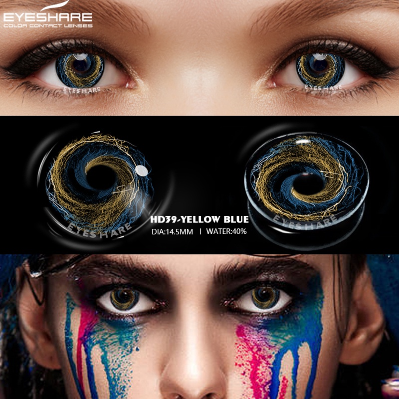 Eyeshare HD39 Yellow Blue Cosplay Crazy Contact Lens